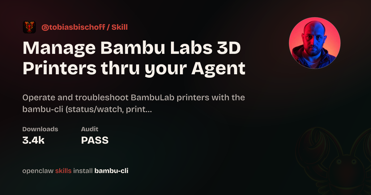 Skill مربوط به Bambu CLI در ClawHub